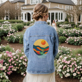 Kleurrijke Gouden Zonsondergang Vallei Denim Jacket