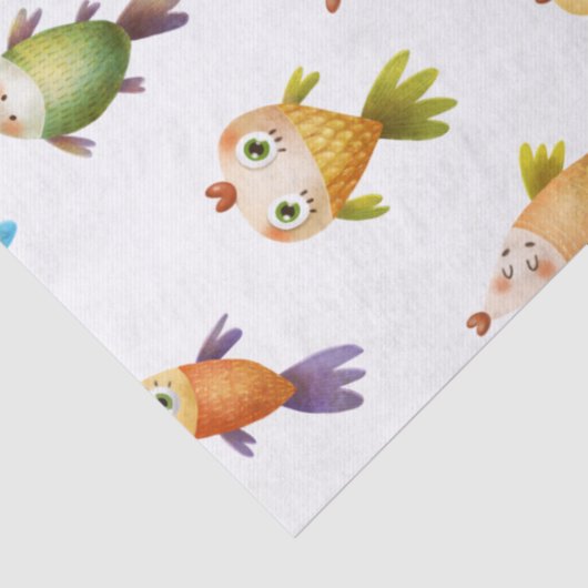 Kleurrijke goudvis op witte ontkoppeling tissuepapier (Detail)