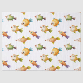 Kleurrijke goudvis op witte ontkoppeling tissuepapier