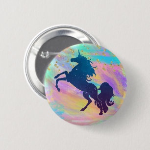 Kleurrijke goudvlezige Magische Galaxy Unicorn Ronde Button 5,7 Cm