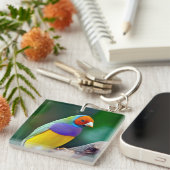 Kleurrijke gouldiaanse vink sleutelhanger (Voorkant Rechts)