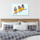 Kleurrijke Gouldian Finches in Pastels Canvas Afdruk (Insitu (Slaapkamer))