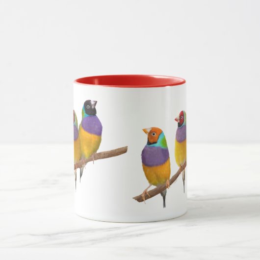 Kleurrijke Gouldian Finches in Pastels Mok (Midden)