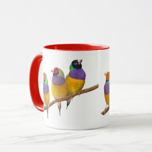 Kleurrijke Gouldian Finches in Pastels Mok (Voorkant links)