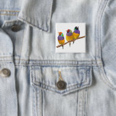 Kleurrijke Gouldian Finches in Pastels Vierkante Button 5,1 Cm (In situ)