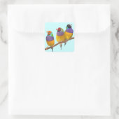 Kleurrijke Gouldian Finches in Pastels Vierkante Sticker (Tas)