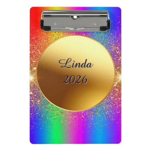 Kleurrijke Gradiënt Achtergrond met Gouden Cirkel Mini Klembord (Voorkant)