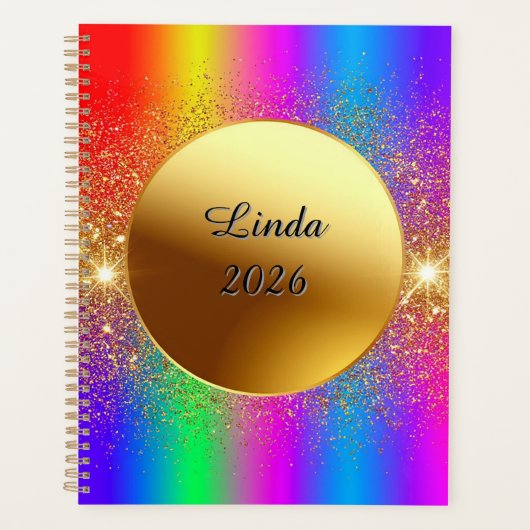 Kleurrijke Gradiënt Achtergrond met Gouden Cirkel Planner (Voorkant)