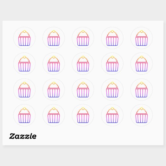 Kleurrijke Gradient Cupcake Sticker Blad (Vel)