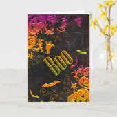 Kleurrijke Gradiënt Halloween Boo Kaart (Gele Bloem)