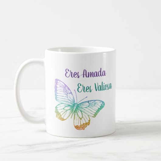 Kleurrijke Gradient Leuke Vlinder Christelijk Koffiemok (Links)