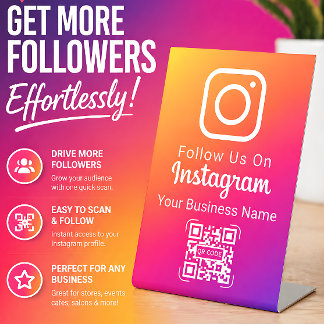 Kleurrijke Gradiënt Sociale Media Instagram Volg O Reclamebord Met Voetstuk