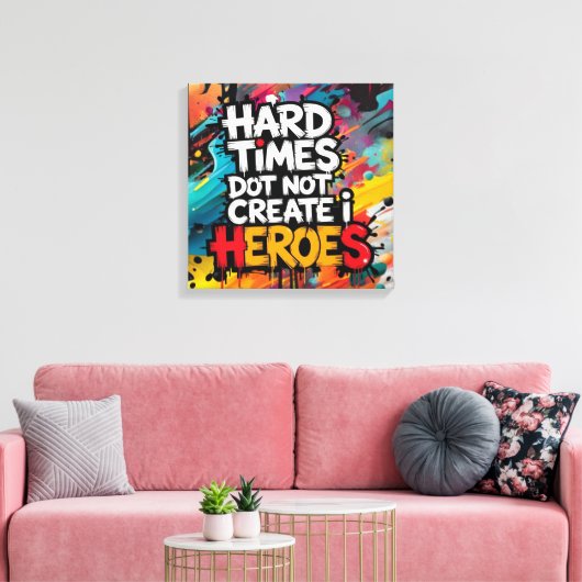Kleurrijke Gradiënt Typografische Create Helden  Canvas Afdruk (Insitu (Woonkamer))