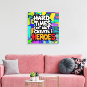 Kleurrijke Gradiënt Typografische Create Helden Canvas Afdruk (Insitu (Woonkamer))