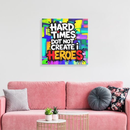 Kleurrijke Gradiënt Typografische Create Helden Canvas Afdruk (Insitu (Woonkamer))