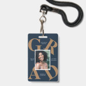 kleurrijke graduate aankondiging in vette script l badge (Achterkant met lanyard)