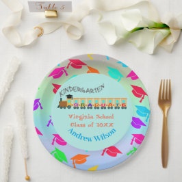 Kleurrijke Graduation Cap Afstuderen Train Papieren Bordje