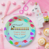 Kleurrijke Graduation Cap Afstuderen Train Papieren Bordje (Feest)