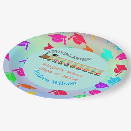 Kleurrijke Graduation Cap Afstuderen Train Papieren Bordje (Gekanteld)