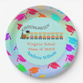 Kleurrijke Graduation Cap Afstuderen Train Papieren Bordje (Voorkant)