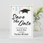 Kleurrijke Graduation Party Save the Date Kaart (Staand voorkant)