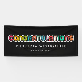 kleurrijke Gradupartij Gefeliciteerd Spandoek
