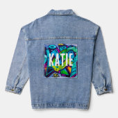 Kleurrijke Graffiti Aangepaste Monogram Naam Kleur Denim Jacket (Achterkant)