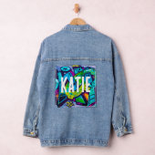 Kleurrijke Graffiti Aangepaste Monogram Naam Kleur Denim Jacket (Hangar)