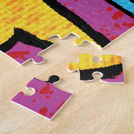 Kleurrijke Graffiti Abstracte zwarte achtergrond Legpuzzel (Zijkant)