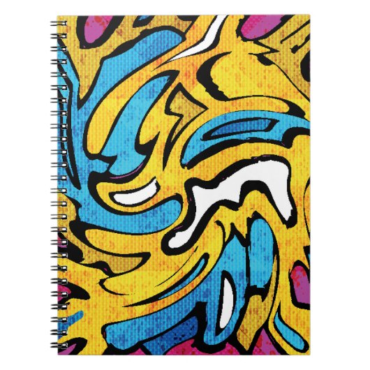 Kleurrijke Graffiti Abstracte zwarte achtergrond Notitieboek (Voorkant)