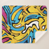 Kleurrijke Graffiti Abstracte zwarte achtergrond Sherpa Deken (Voorkant (horizontaal))