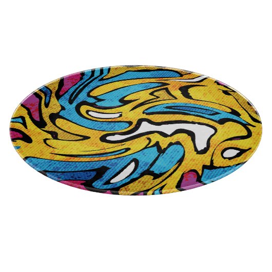 Kleurrijke Graffiti Abstracte zwarte achtergrond Snijplank (Hoek)