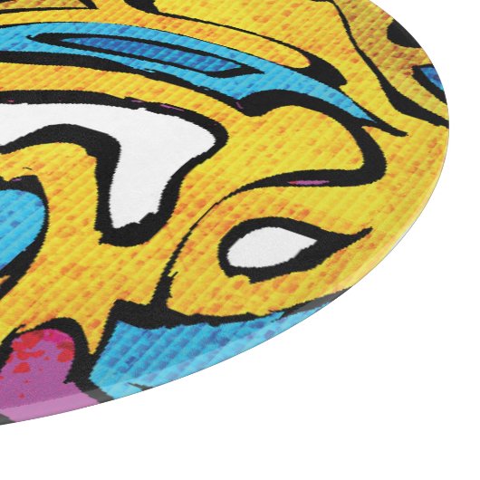 Kleurrijke Graffiti Abstracte zwarte achtergrond Snijplank (Hoek)