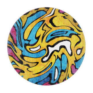 Kleurrijke Graffiti Abstracte zwarte achtergrond Snijplank