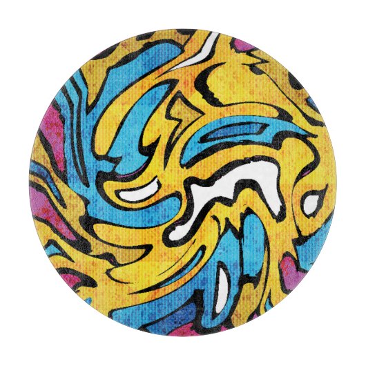 Kleurrijke Graffiti Abstracte zwarte achtergrond Snijplank (Voorkant)