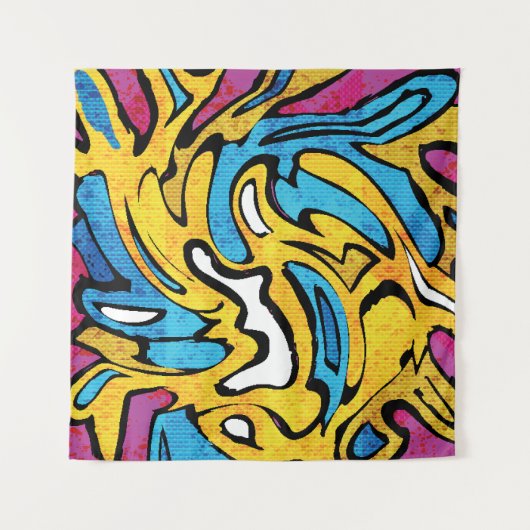 Kleurrijke Graffiti Abstracte zwarte achtergrond Wandkleed (Voorkant (horizontaal))