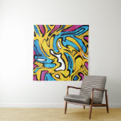 Kleurrijke Graffiti Abstracte zwarte achtergrond Wandkleed (In Situ (horizontaal))