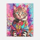 Kleurrijke Graffiti Kat Een uitbarsting van katach Fleece Deken (Voorkant)