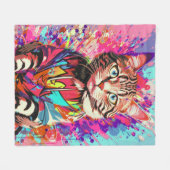 Kleurrijke Graffiti Kat Een uitbarsting van katach Fleece Deken (Voorkant (Horizontaal))