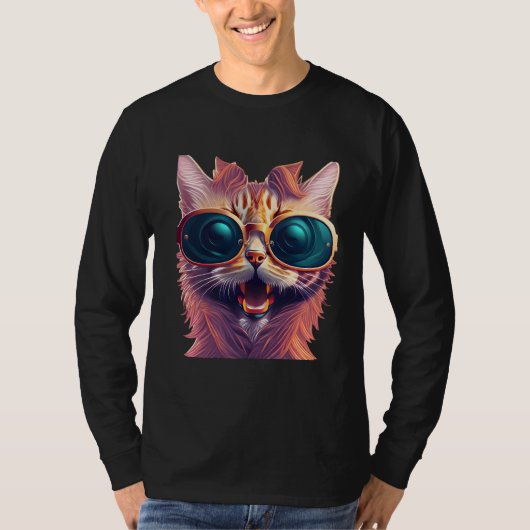 Kleurrijke Graffiti-kattenkunstschaduw draag zonne T-shirt (Voorkant)