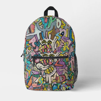 Kleurrijke graffiti kunst, bedrukte rugzak
