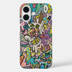 Kleurrijke graffiti kunst, iPhone 16 hoesje