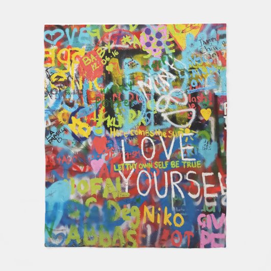 Kleurrijke graffiti kunst, fleece deken (Voorkant)