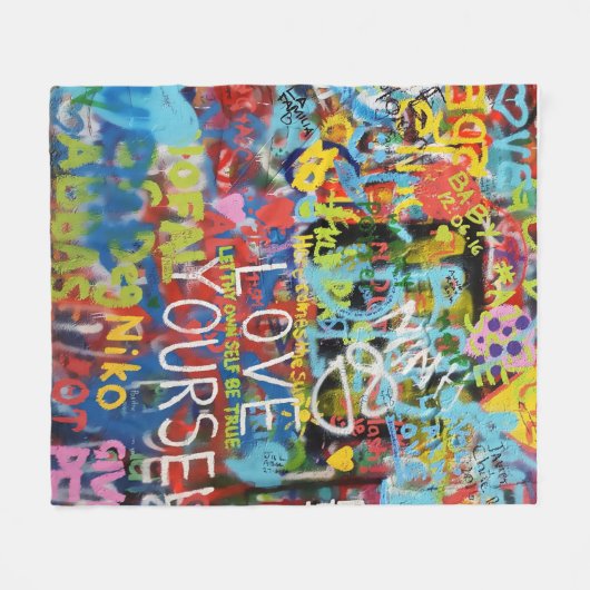 Kleurrijke graffiti kunst, fleece deken (Voorkant (Horizontaal))