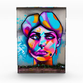 Kleurrijke graffiti kunst | Mooie vrouw Fotoblokken (Voorkant)