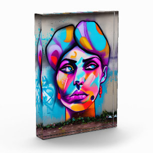 Kleurrijke graffiti kunst Mooie vrouw Fotoblokken