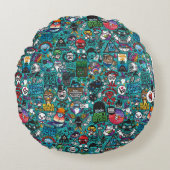 Kleurrijke graffiti kunst, rond kussen (Voorkant)