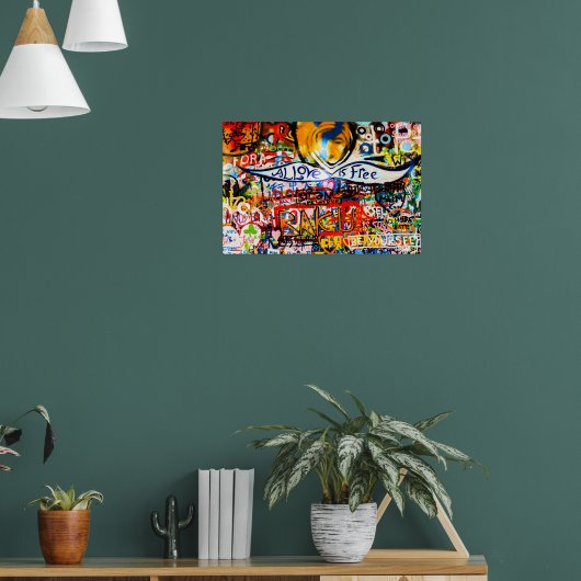 Kleurrijke graffiti muur, street art poster (Woonkamer 1)