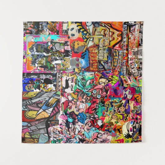 Kleurrijke graffiti muurcollage wandkleed (Voorkant)