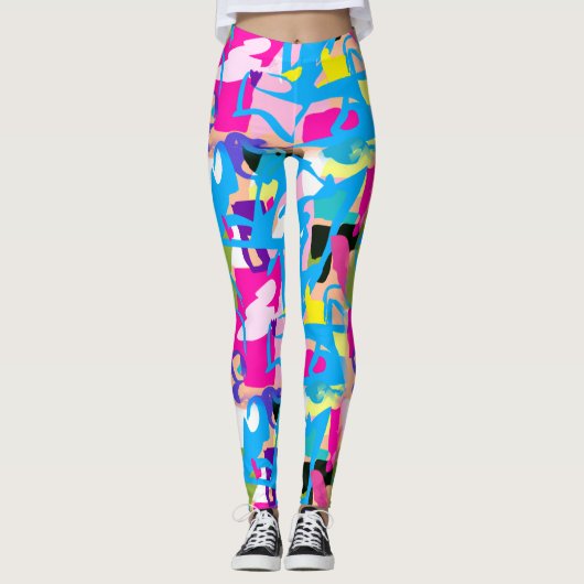 Kleurrijke graffiti splash leggings (Voorkant)